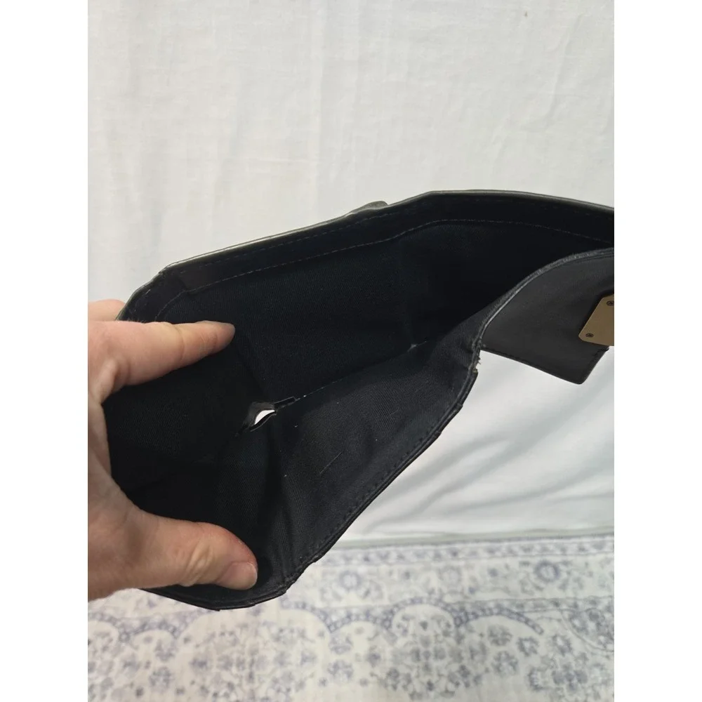 Vintage Fossil Genuine Pebbled Leather Black Bifold Wallet Zippered Coin Pouch
